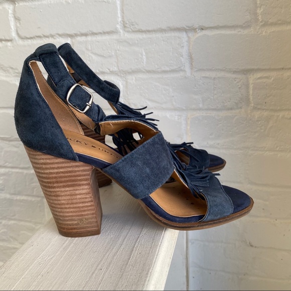 Lucky Brand Fringe Suede Block Heel Shoes 7 - Picture 7 of 16